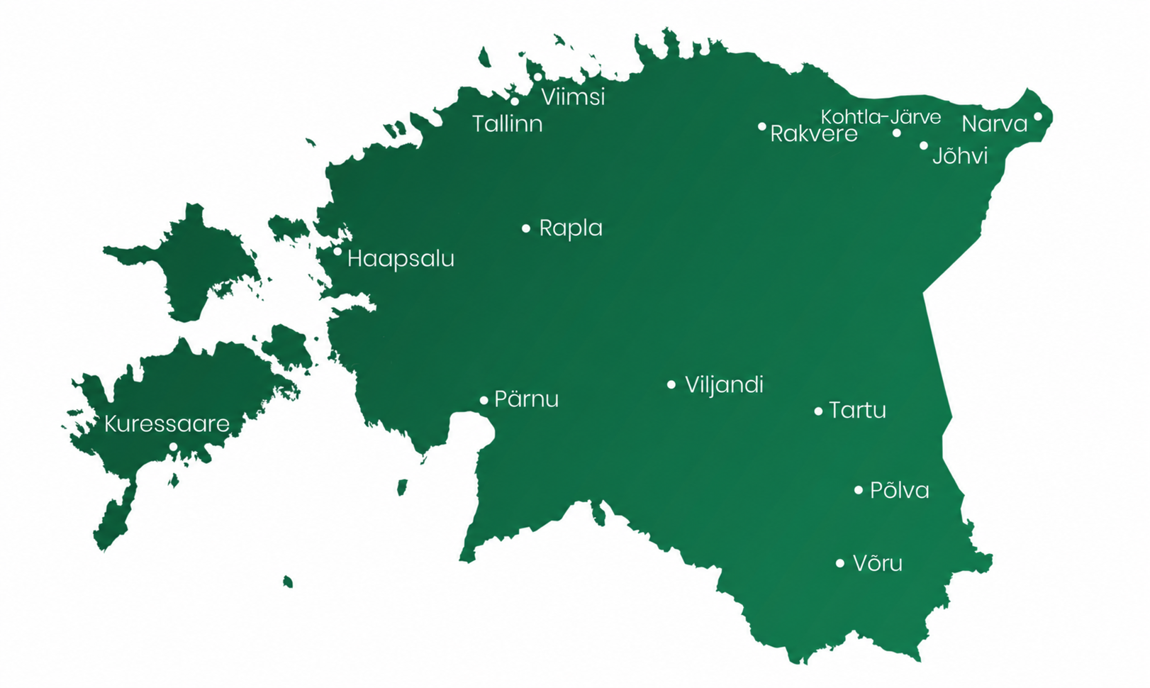 Estonia Map Highlighting Five Additional Cities